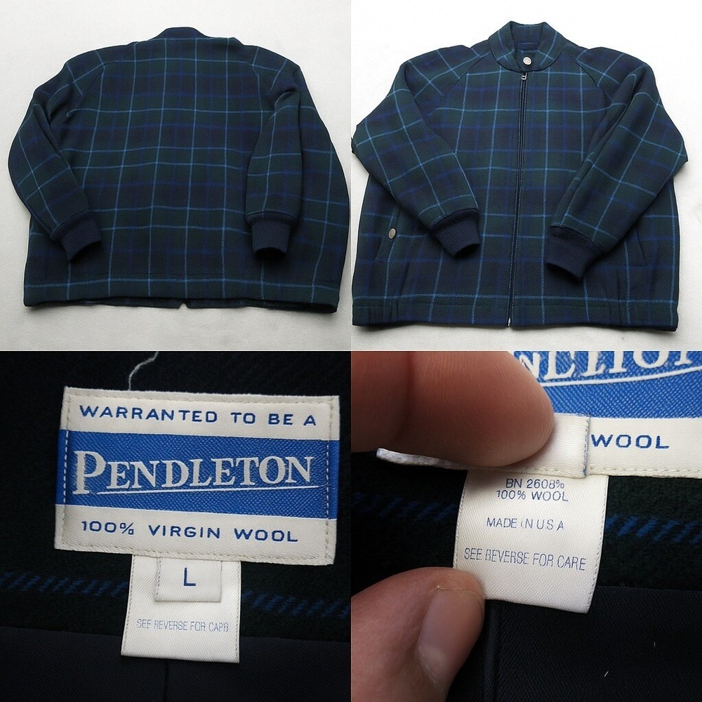 Pendleton Wool Harrington Jacket Mens Large Black Watch Made In USA VTG 70s